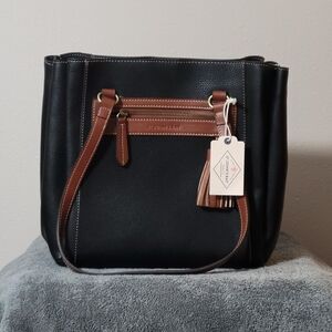 St. John's Bay Black and Brown Shoulder Bag